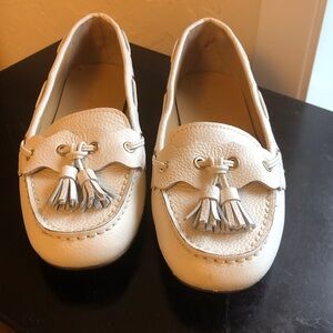 Talbots white moccasins size 5